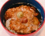 暑い日にサッパリと、梅わさび納豆麦茶漬け作り方3写真
