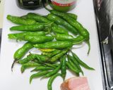 ししとうと青唐辛子とベーコンの簡単パスタ作り方1写真