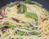 ししとうと青唐辛子とベーコンの簡単パスタ作り方10写真