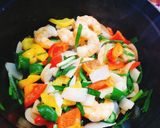 栄養たっぷり✨えびと香味野菜のうま塩炒め作り方5写真
