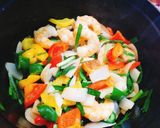 栄養たっぷり✨えびと香味野菜のうま塩炒め作り方5写真