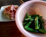 蓮根とオクラ ベーコンのニンニク炒め作り方5写真