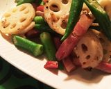 蓮根とオクラ ベーコンのニンニク炒め作り方8写真