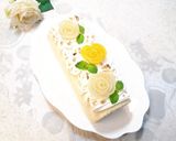 桃缶薔薇でフルーツロールケーキ♪作り方18写真