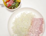 彩り野菜☆たまねぎソースのペペロンチーノ作り方2写真