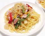 彩り野菜☆たまねぎソースのペペロンチーノ作り方8写真
