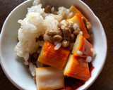 納豆とみかん味カニカマまご飯作り方3写真