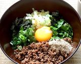 作り置き肉そぼろ→台湾混ぜそば(全卵)作り方6写真