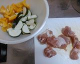 鶏とパプリカとズッキーニのオイスター炒め作り方1写真
