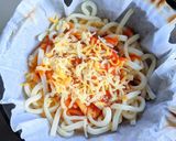 鉄板チーズミートソースうどん作り方4写真