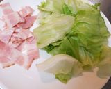 ランチに☆ベーコンとレタスのスープパスタ作り方1写真