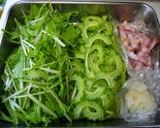 カリカリベーコン入り♪ゴーヤと水菜サラダ作り方1写真