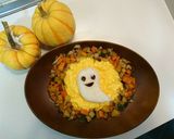 ハロウィン❤秋野菜の煮物 おばけごはん作り方21写真