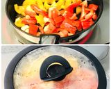 パプリカペーストで作る海老の冷製パスタ作り方3写真