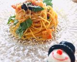 パプリカペーストで作る海老の冷製パスタ作り方8写真