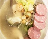 蒸し海老、鶏肉、ソーセージスープ麺作り方2写真