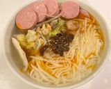 蒸し海老、鶏肉、ソーセージスープ麺作り方4写真