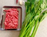 空芯菜とひき肉のオイスターソース炒め作り方1写真