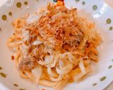 レンジで時短、醤油オイスターの焼きうどん作り方7写真