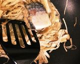キノコ と鯖の水煮缶で和風パスタ作り方2写真