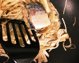 キノコ と鯖の水煮缶で和風パスタ作り方2写真