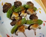 シイタケとししとうの味噌マヨ一口串焼き作り方5写真