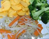 ❤️柿ブロッコリー他野菜の胡麻ドレサラダ作り方1写真
