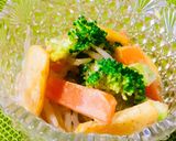 ❤️柿ブロッコリー他野菜の胡麻ドレサラダ作り方2写真