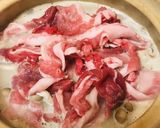 豆乳鍋つゆでつくる●豚汁風豚細切れ肉の鍋作り方3写真