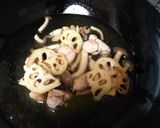 レンコンと鶏肉としめじのスパゲッティー作り方10写真