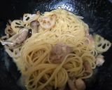 レンコンと鶏肉としめじのスパゲッティー作り方15写真