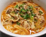 豚バラときのこの具沢山キムチ煮麺(温麺)作り方7写真