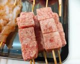 サイコロステーキでメンチカツ風串カツ♡作り方1写真