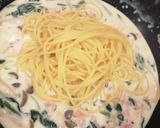 パスタ(牛乳ベーコンほうれん草きのこ類)作り方7写真