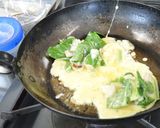 ホタテと小松菜の卵お焼きトマトソース添え作り方2写真