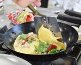 ホタテと小松菜の卵お焼きトマトソース添え作り方4写真