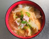 たっぷり白菜と豚バラ肉の味噌汁作り方9写真