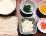 チーズでクリーミー♡豆乳めんたいうどん作り方1写真