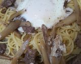 牛肉とゴボウのお月見パスタ作り方5写真