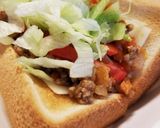 挽肉ストックで簡単朝食⭐タコス風トースト作り方5写真