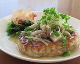 鶏ひき肉のハンバーグきのこ白だしあんかけ作り方10写真