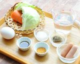 人参とソーセージのレンジでたまごスープ作り方1写真