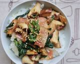 超簡単！ベーコンとしいたけのマヨポン丼作り方4写真