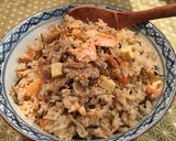お鍋で炊く　鮭&舞茸ごはん作り方4写真