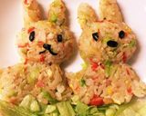 カニカマ&レタスでキャラ炒飯作り方5写真