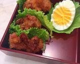 ラッピングおにぎり 唐揚げイカリング弁当作り方5写真