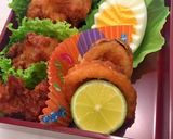 ラッピングおにぎり 唐揚げイカリング弁当作り方6写真