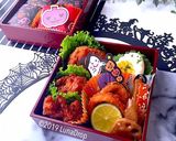 ラッピングおにぎり 唐揚げイカリング弁当作り方8写真