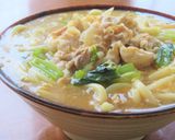 豚バラ肉と小松菜とふんわり卵の煮込うどん作り方4写真