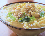 豚バラ肉と小松菜とふんわり卵の煮込うどん作り方4写真